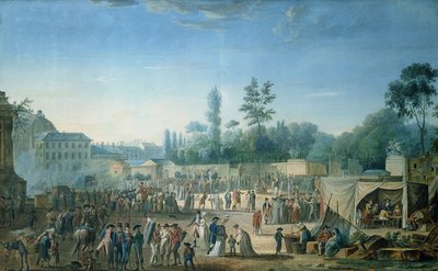 Uitzicht op de Tuilerieën vanaf de Place de la Révolution, 1799 door Thomas Naudet